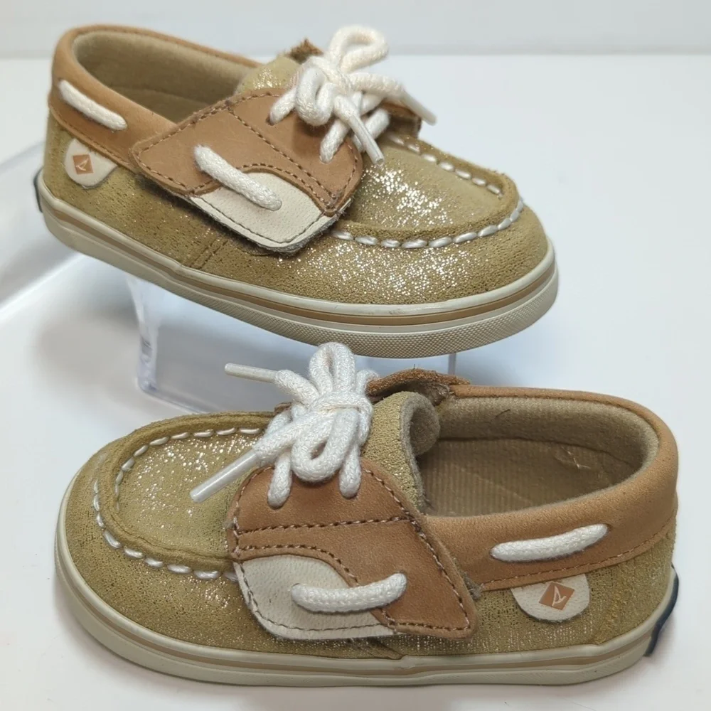 Sperry Topsider Blue Fish Crib Jr sparkley toddler shoes size 4 EU 20